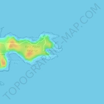 Bushranger's Bay topographic map, elevation, terrain