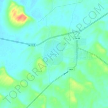 Godoo topographic map, elevation, terrain