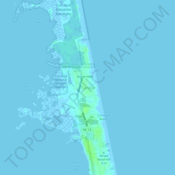 Corolla topographic map, elevation, terrain