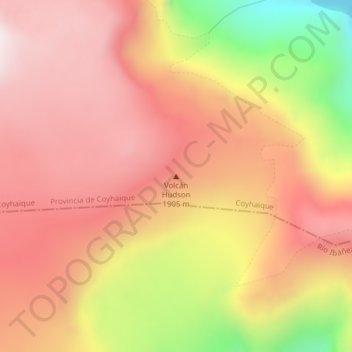 Volcán Hudson topographic map, elevation, terrain