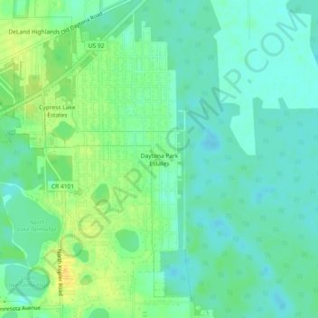 Daytona Park Estates topographic map, elevation, terrain