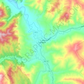Lardjem topographic map, elevation, terrain