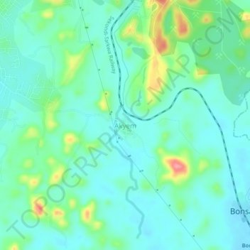 Akyem topographic map, elevation, terrain