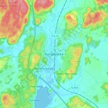 Kungsbacka topographic map, elevation, terrain