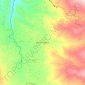 Borrero Ayerbe topographic map, elevation, terrain