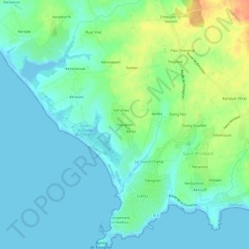 Trevignon topographic map, elevation, terrain
