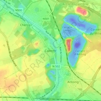 Calonne topographic map, elevation, terrain