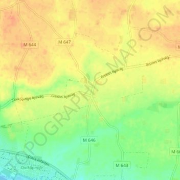 Gislöv topographic map, elevation, terrain