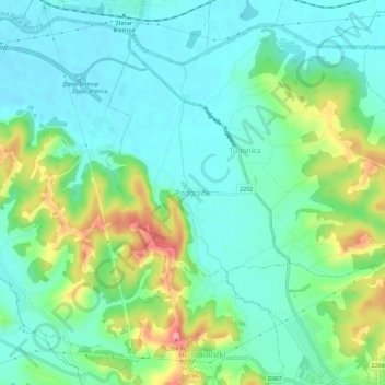 Podgrađe topographic map, elevation, terrain