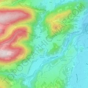 Tiefenbach topographic map, elevation, terrain