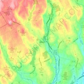 Wilton topographic map, elevation, terrain