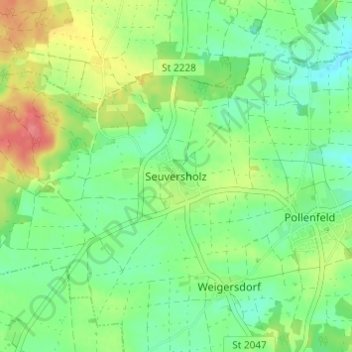 Seuversholz topographic map, elevation, terrain