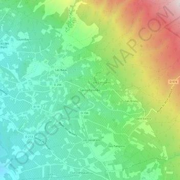 Sainte-Colombe topographic map, elevation, terrain