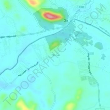 Nalla topographic map, elevation, terrain