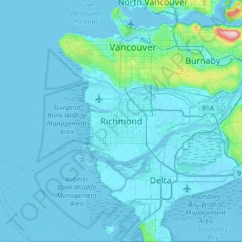 Richmond topographic map, elevation, terrain