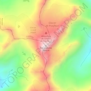 Rosablanche topographic map, elevation, terrain