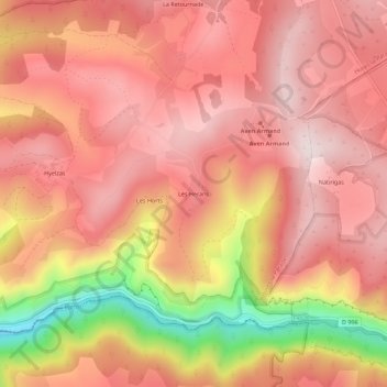 Les Herans topographic map, elevation, terrain