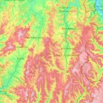 Mossautal topographic map, elevation, terrain