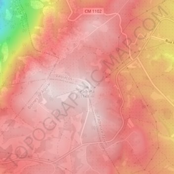 Padrela topographic map, elevation, terrain