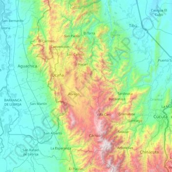 Ábrego topographic map, elevation, terrain