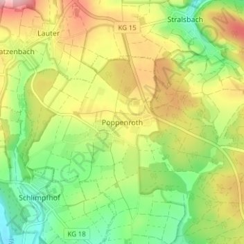 Poppenroth topographic map, elevation, terrain
