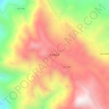 El Faique topographic map, elevation, terrain