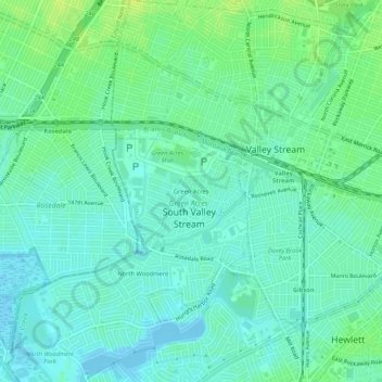 Green Acres topographic map, elevation, terrain