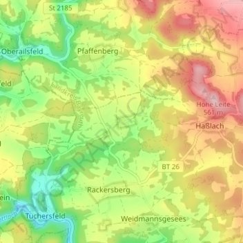 Kleinlesau topographic map, elevation, terrain