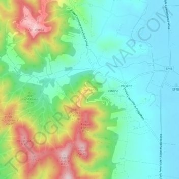 Buriano topographic map, elevation, terrain