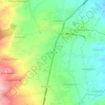 Cilimus topographic map, elevation, terrain