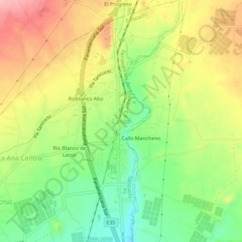 Lasso topographic map, elevation, terrain