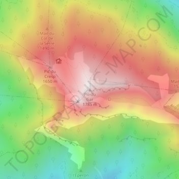 Pic du Gar topographic map, elevation, terrain
