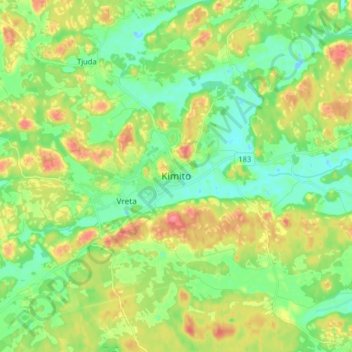 Kimito topographic map, elevation, terrain