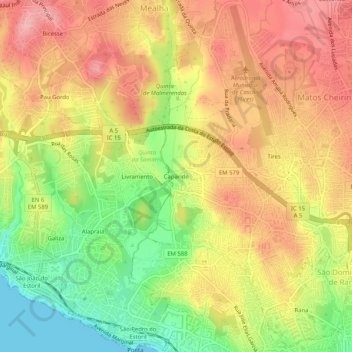 Caparide topographic map, elevation, terrain