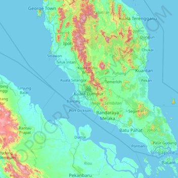 Federal Territory of Kuala Lumpur topographic map, elevation, terrain