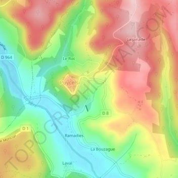 La Tounette topographic map, elevation, terrain