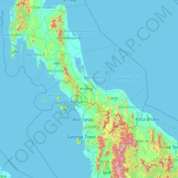 Songkhla Province topographic map, elevation, terrain