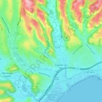 Haut-de-Cagnes topographic map, elevation, terrain
