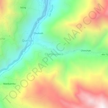Challhuayaco topographic map, elevation, terrain