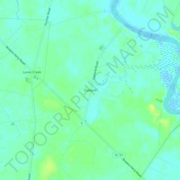 Oatland topographic map, elevation, terrain