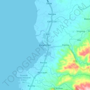 Balamban topographic map, elevation, terrain