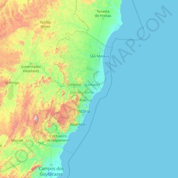 Espírito Santo topographic map, elevation, terrain