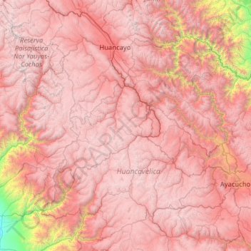 Province of Huancavelica topographic map, elevation, terrain