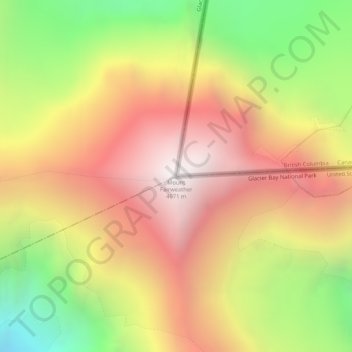 Mount Fairweather topographic map, elevation, terrain