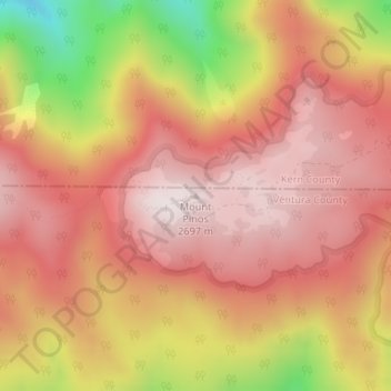 Mount Pinos topographic map, elevation, terrain