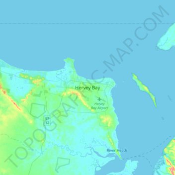 Hervey Bay topographic map, elevation, terrain