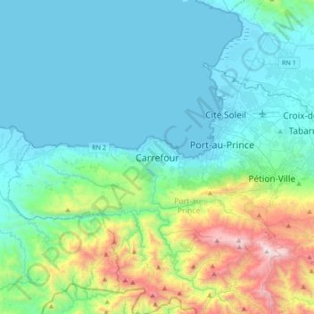 Carrefour topographic map, elevation, terrain
