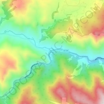 Drake topographic map, elevation, terrain