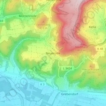 Neuerode topographic map, elevation, terrain