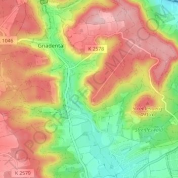 Lemberg topographic map, elevation, terrain